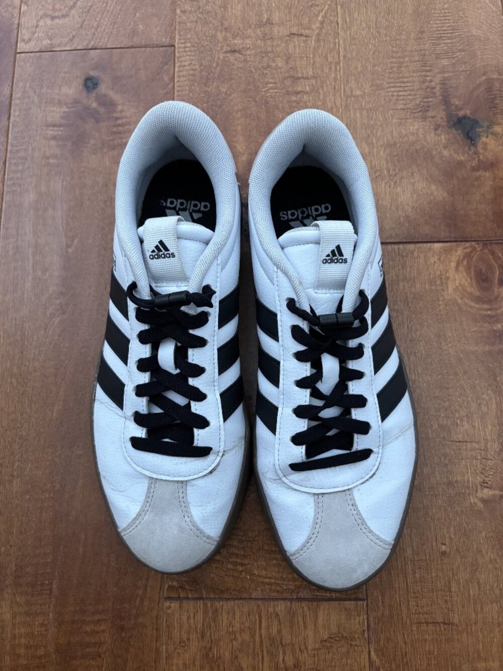 Adidas VL Court White Black Stripe Gum Sole Sneakers, Size 9